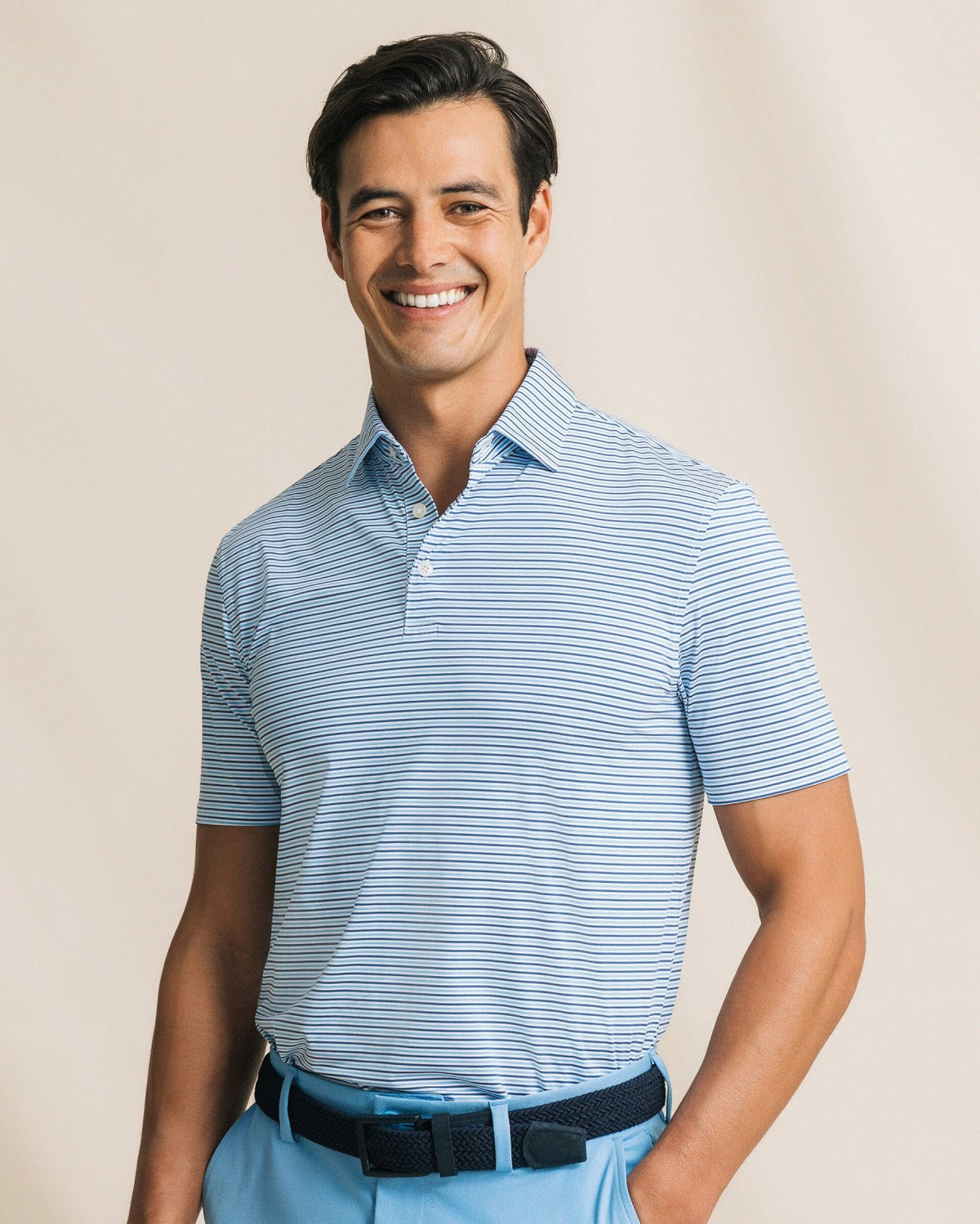 Pelican Landing Stripe Performance Polo | Southern Tide Exclusive