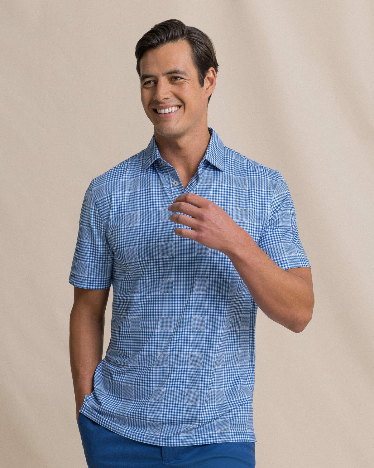 Driver Coral Key Plaid Printed Polo | Southern Tide Everyday