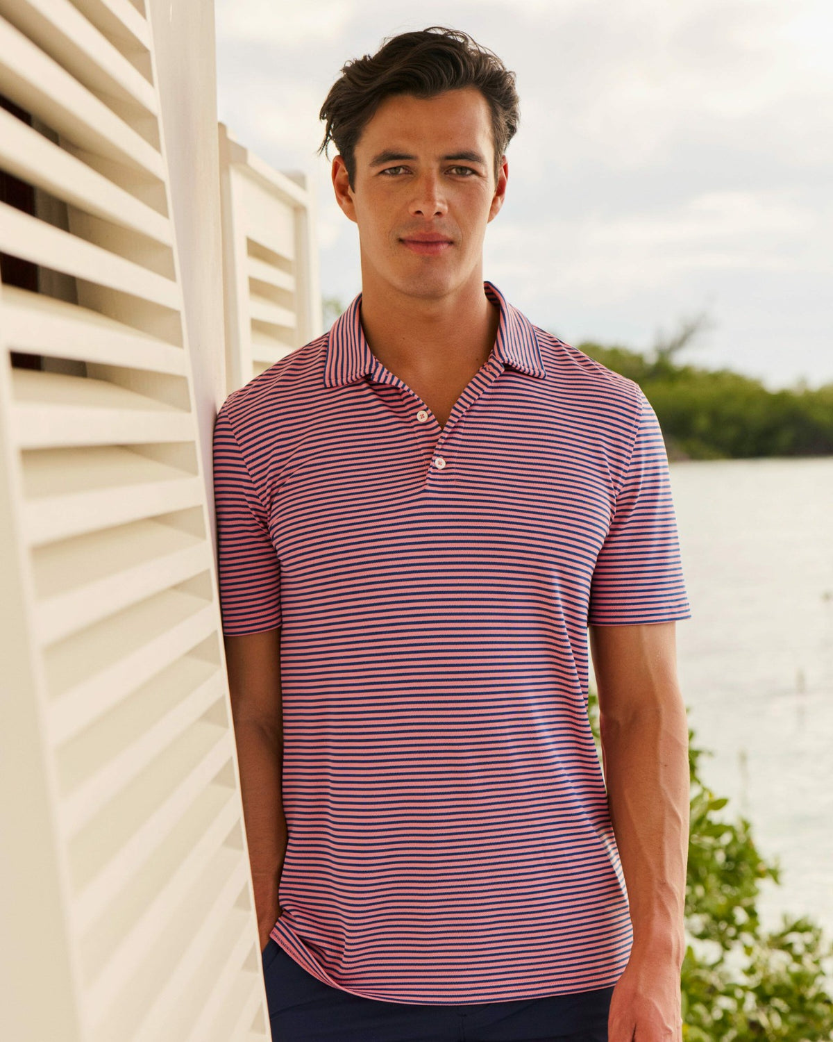 Oceanfront Stripe Pique Performance Polo | Southern Tide Sale
