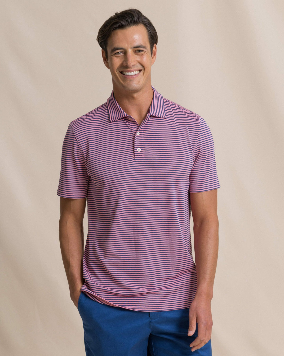 Oceanfront Stripe Pique Performance Polo | Southern Tide Sale
