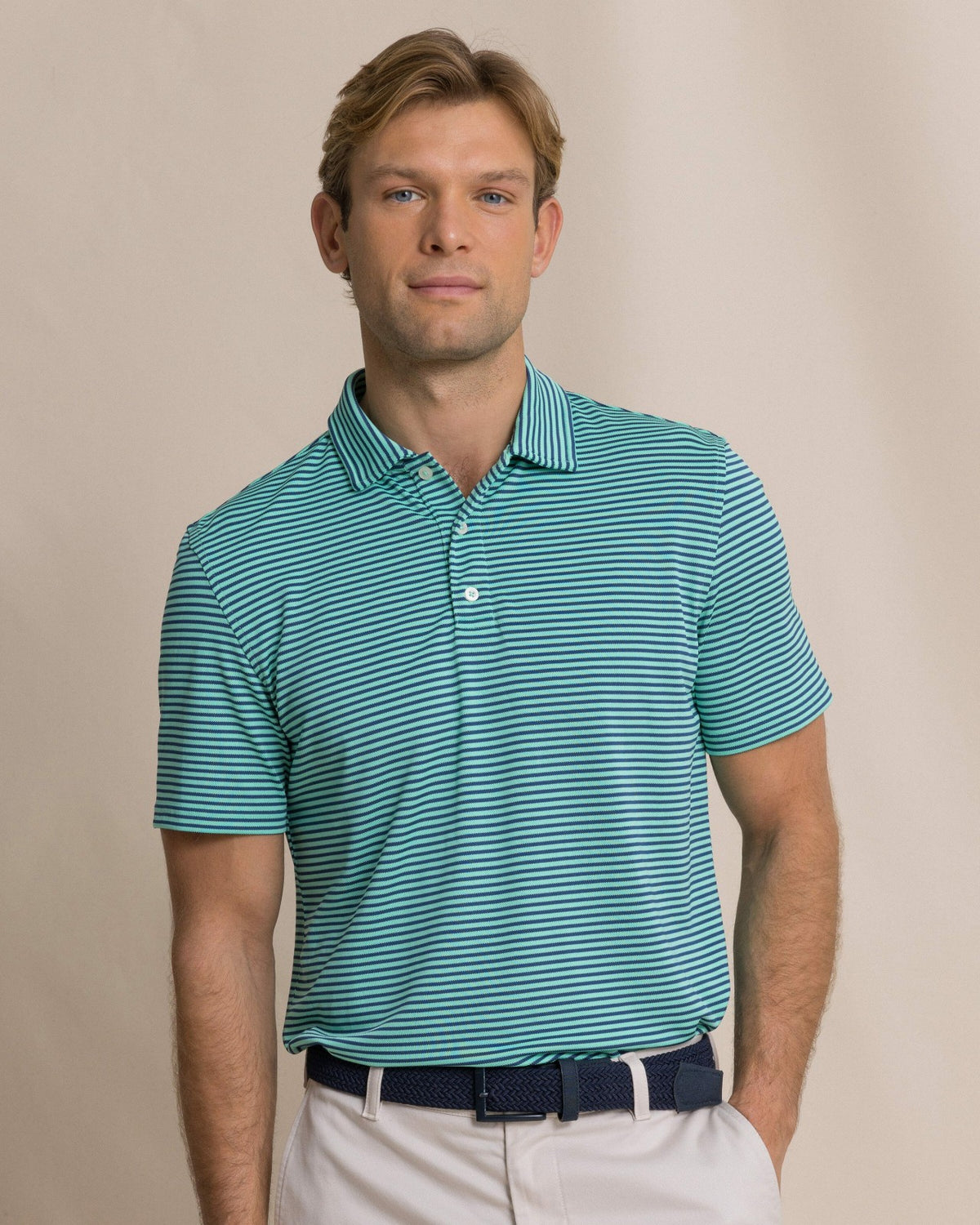 Oceanfront Stripe Pique Performance Polo | Southern Tide Sale