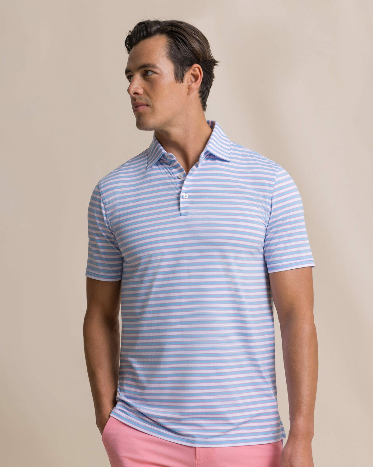 Water Way Stripe Performance Polo | Southern Tide Premium