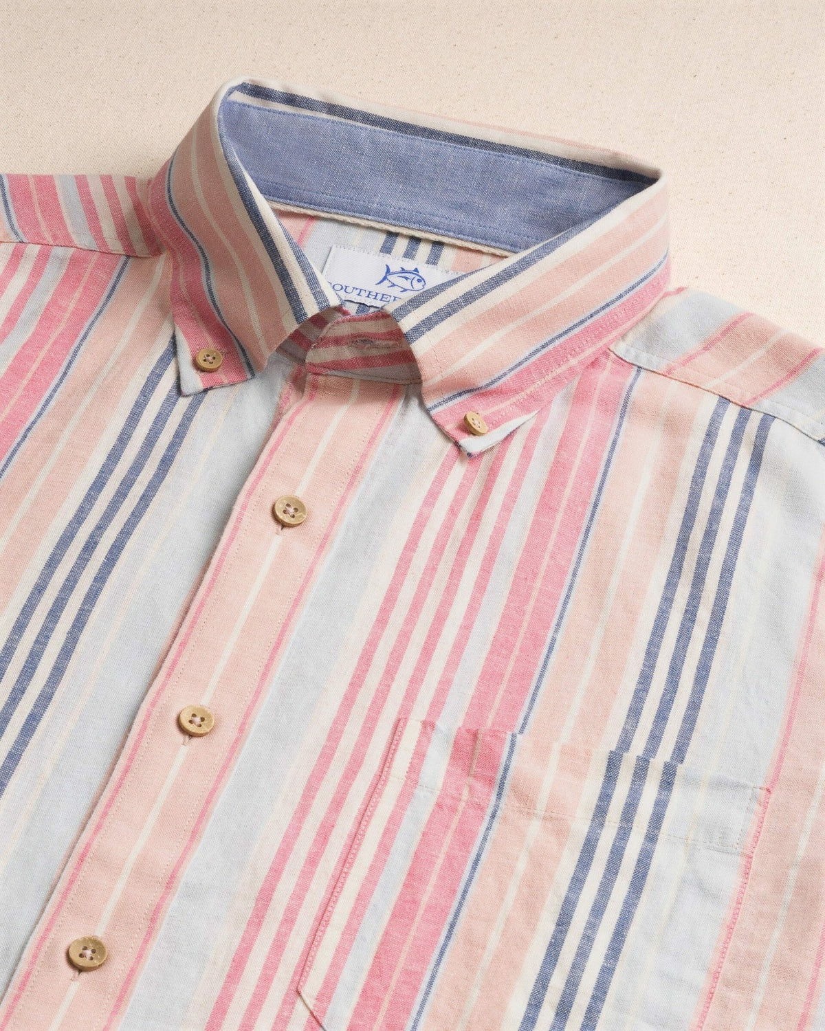 Sea Voyage Stripe Linen Rayon Short Sleeve Shirt | Southern Tide Customer Favorite