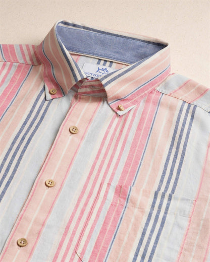 Sea Voyage Stripe Linen Rayon Short Sleeve Shirt | Southern Tide Customer Favorite