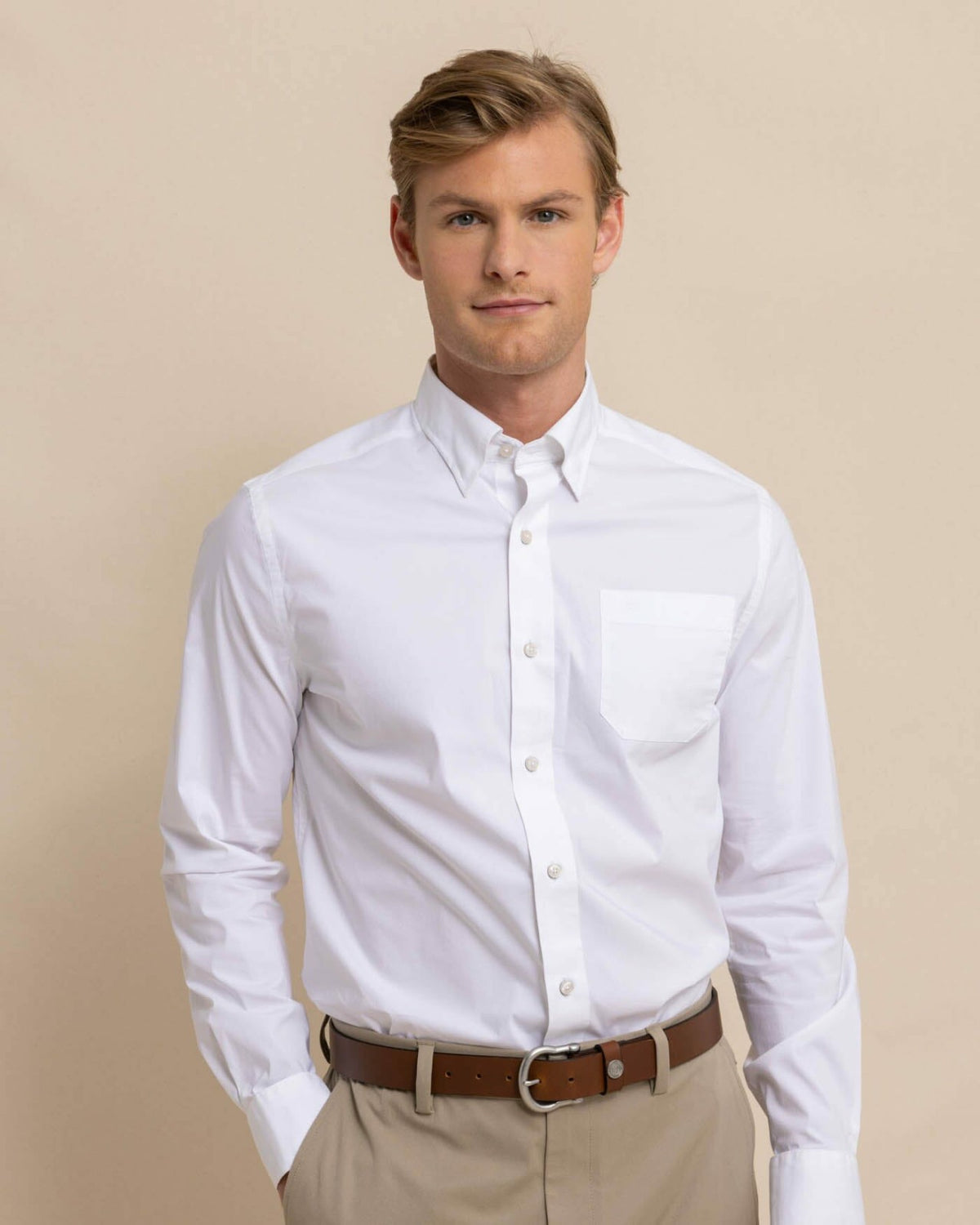 Charleston Overbrook Solid White Sport Shirt | Southern Tide Great Value