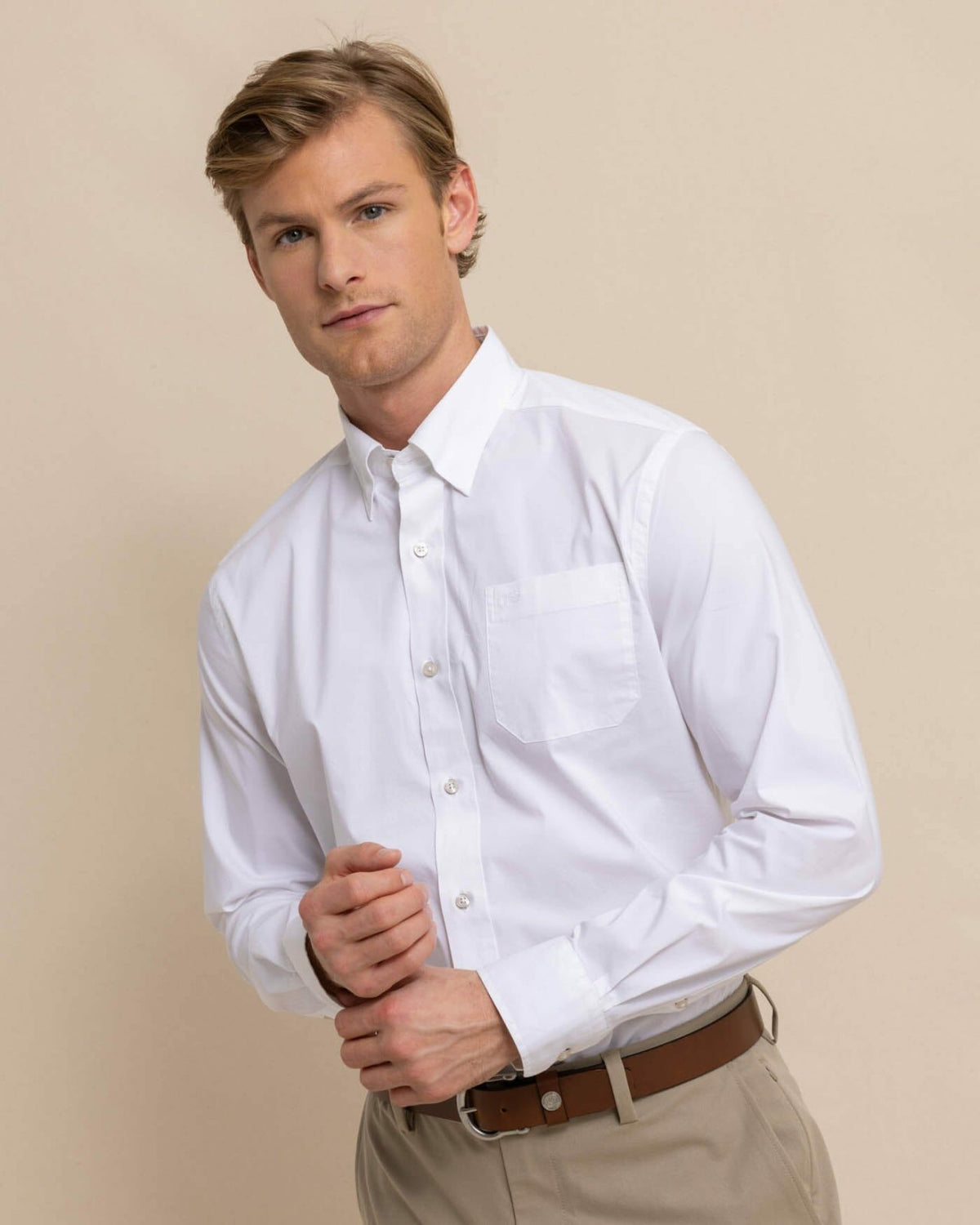 Charleston Overbrook Solid White Sport Shirt | Southern Tide Great Value