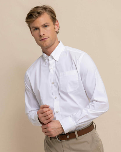 Charleston Overbrook Solid White Sport Shirt | Southern Tide Great Value