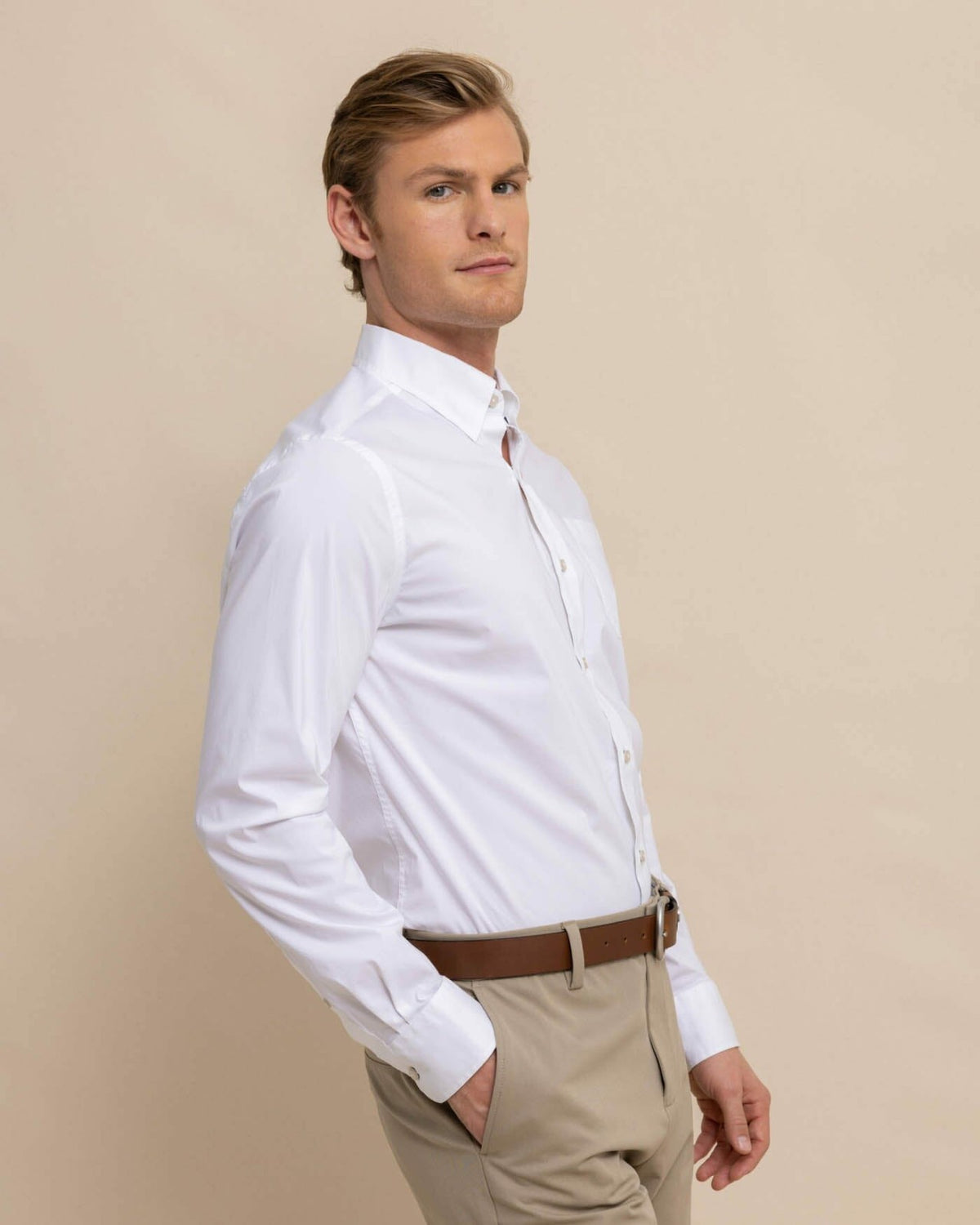 Charleston Overbrook Solid White Sport Shirt | Southern Tide Great Value