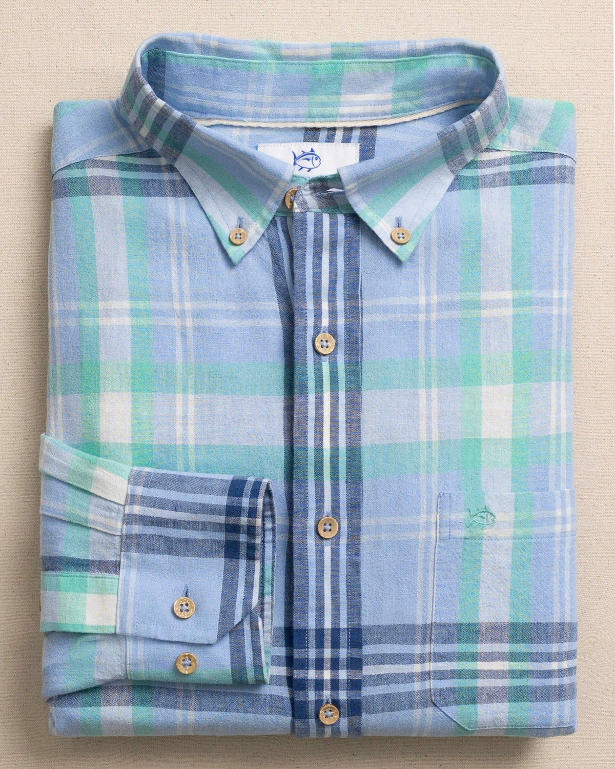 Cedar Island Plaid Linen Rayon Sport Shirt | Southern Tide New