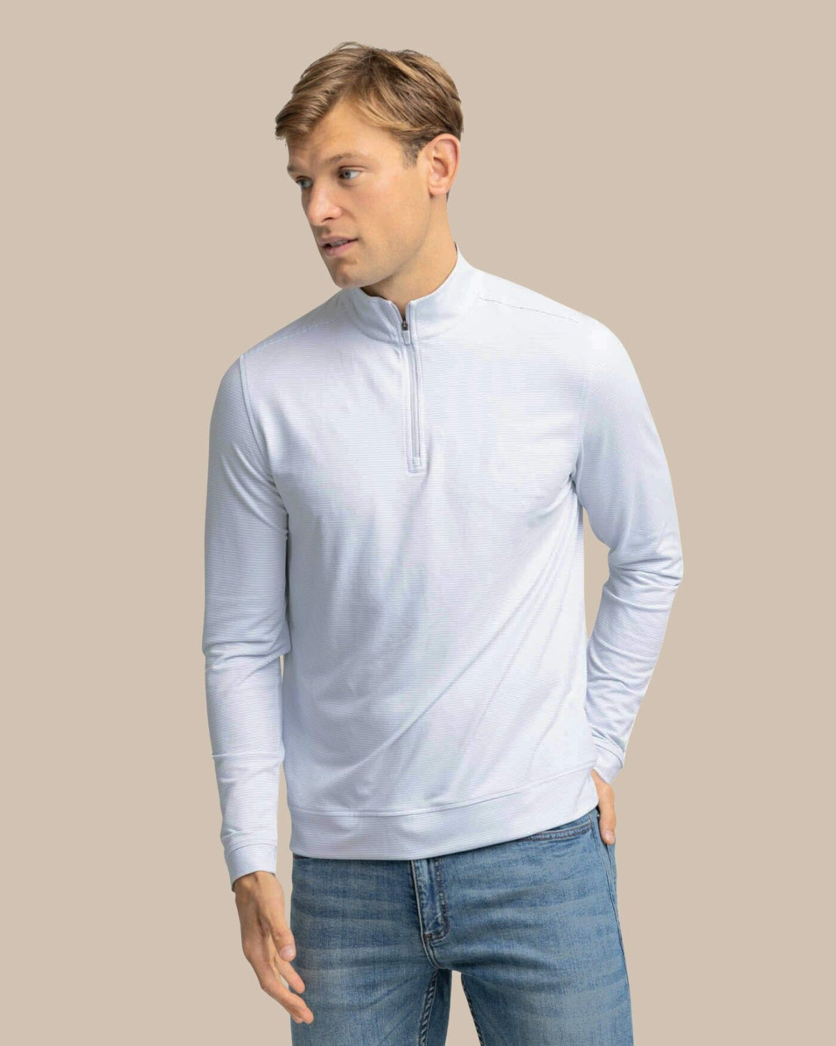 Cruiser Micro-Stripe Heather Quarter Zip | Southern Tide Best Price