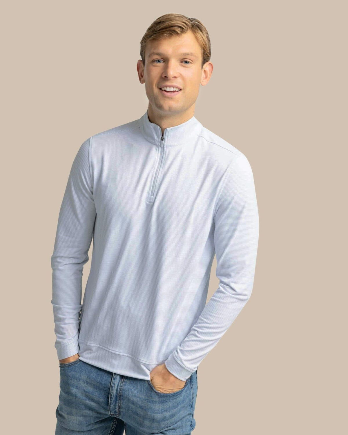 Cruiser Micro-Stripe Heather Quarter Zip | Southern Tide Best Price