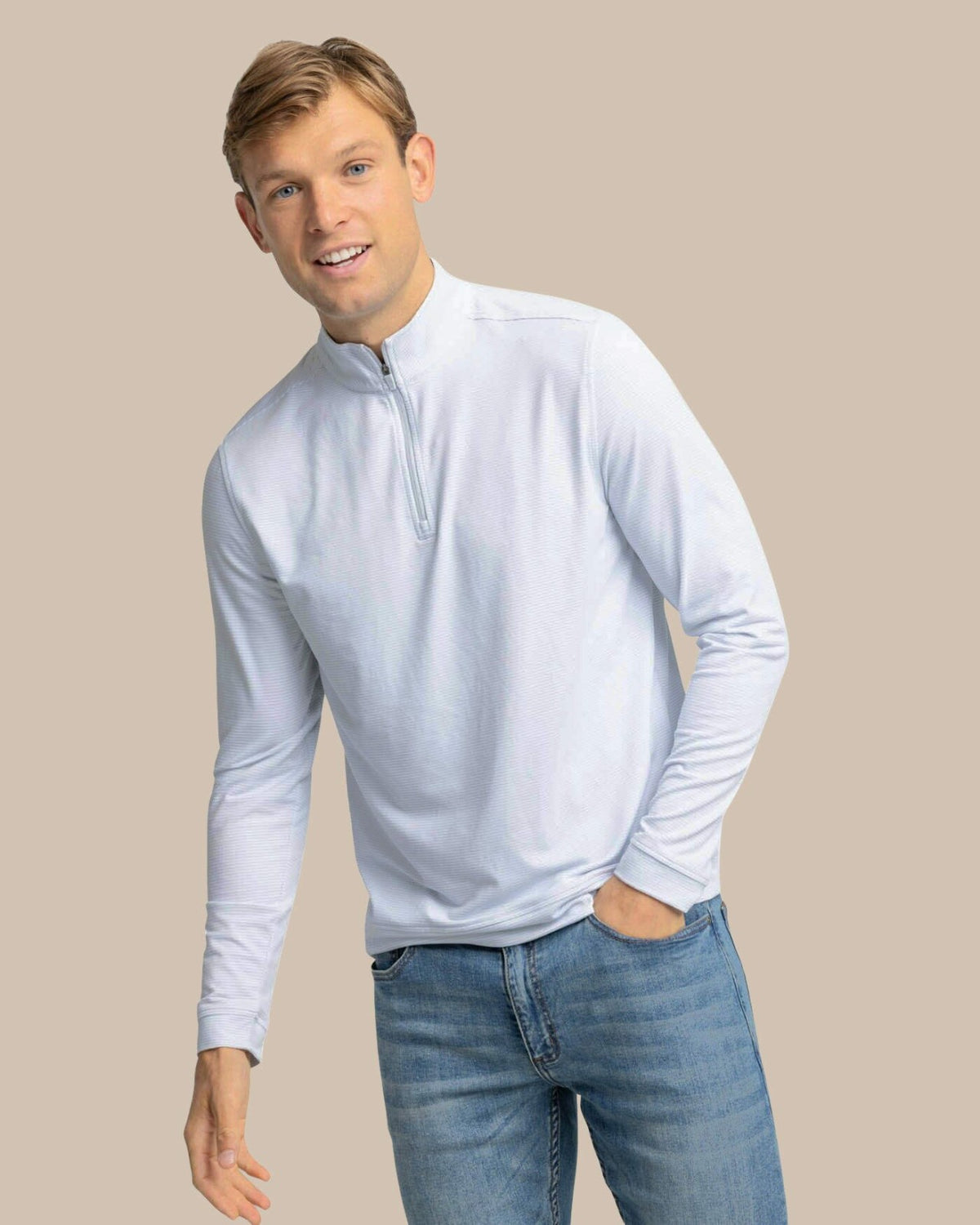 Cruiser Micro-Stripe Heather Quarter Zip | Southern Tide Best Price