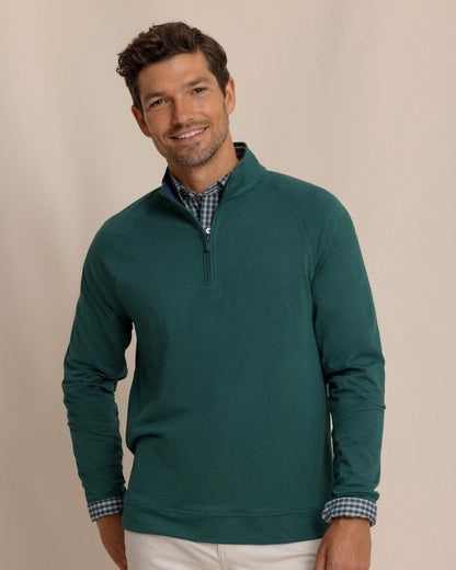 Cruiser Heather Quarter Zip Pullover - Green | Southern Tide Smart Buy
