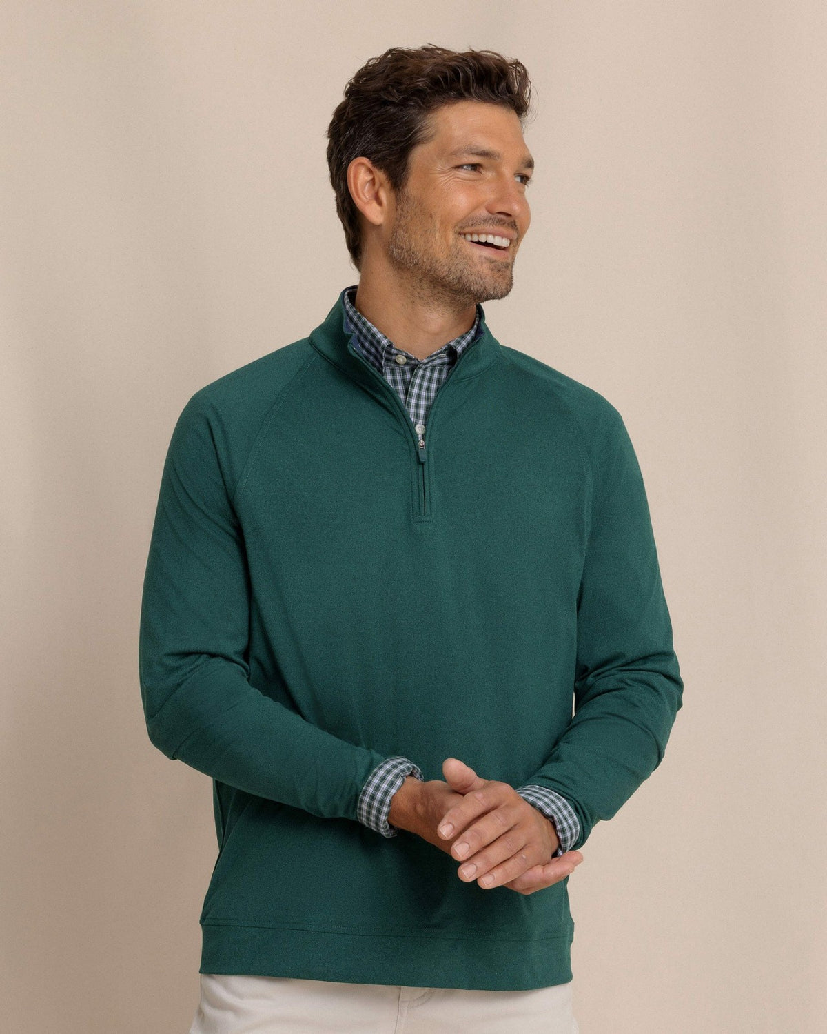 Cruiser Heather Quarter Zip Pullover - Green | Southern Tide Smart Buy