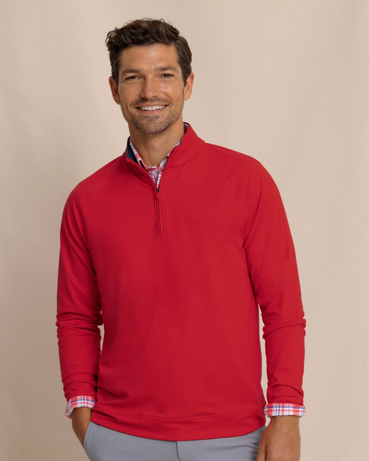 Cruiser Heather Quarter Zip Pullover - Crab Red | Southern Tide Best Price