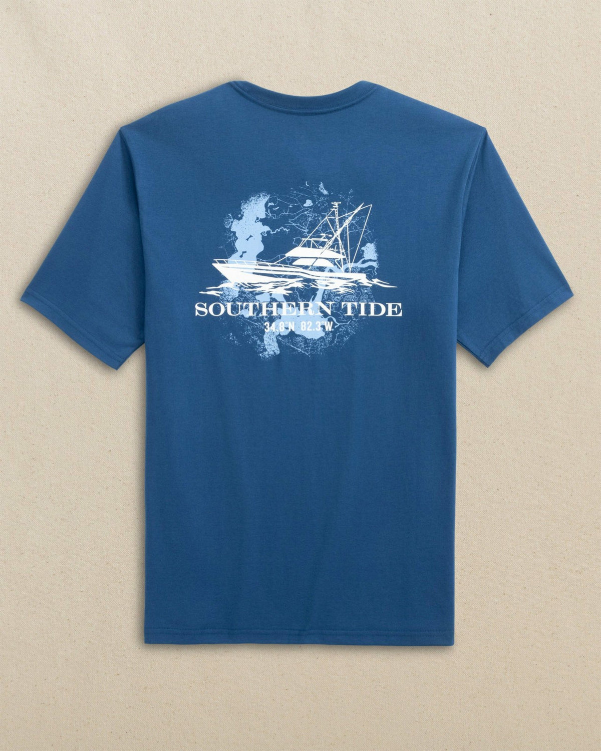 Fishing Boat Coordinates Short Sleeve T-Shirt | Southern Tide Special Offer