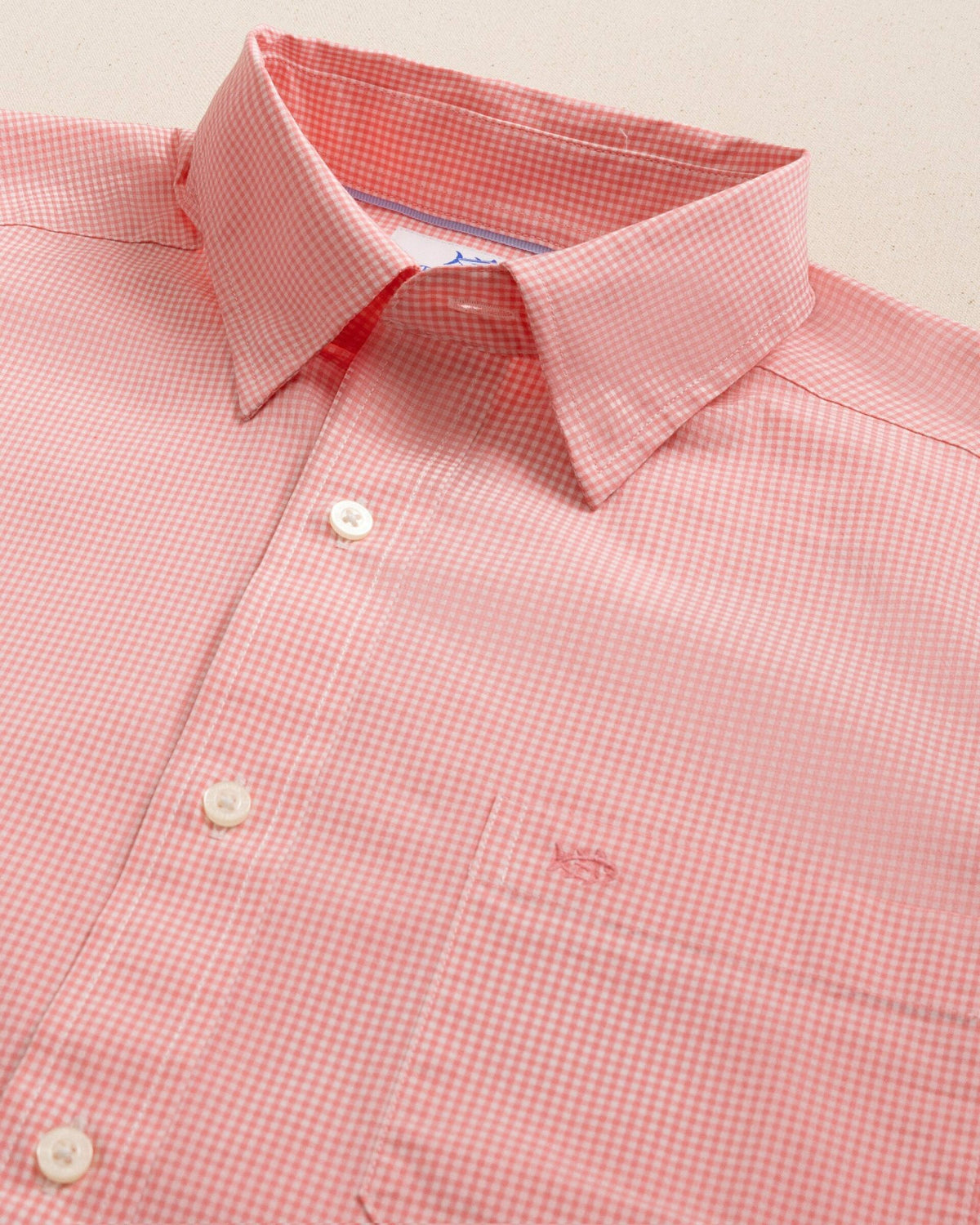 Charleston Parkwood Micro-Gingham Shirt - Coral | Southern Tide Premium