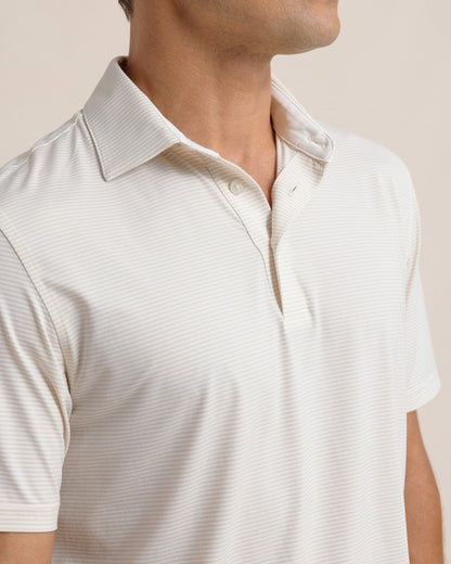 brrr°®-eeze Meadowbrook Stripe Polo - Sand White | Southern Tide Quality