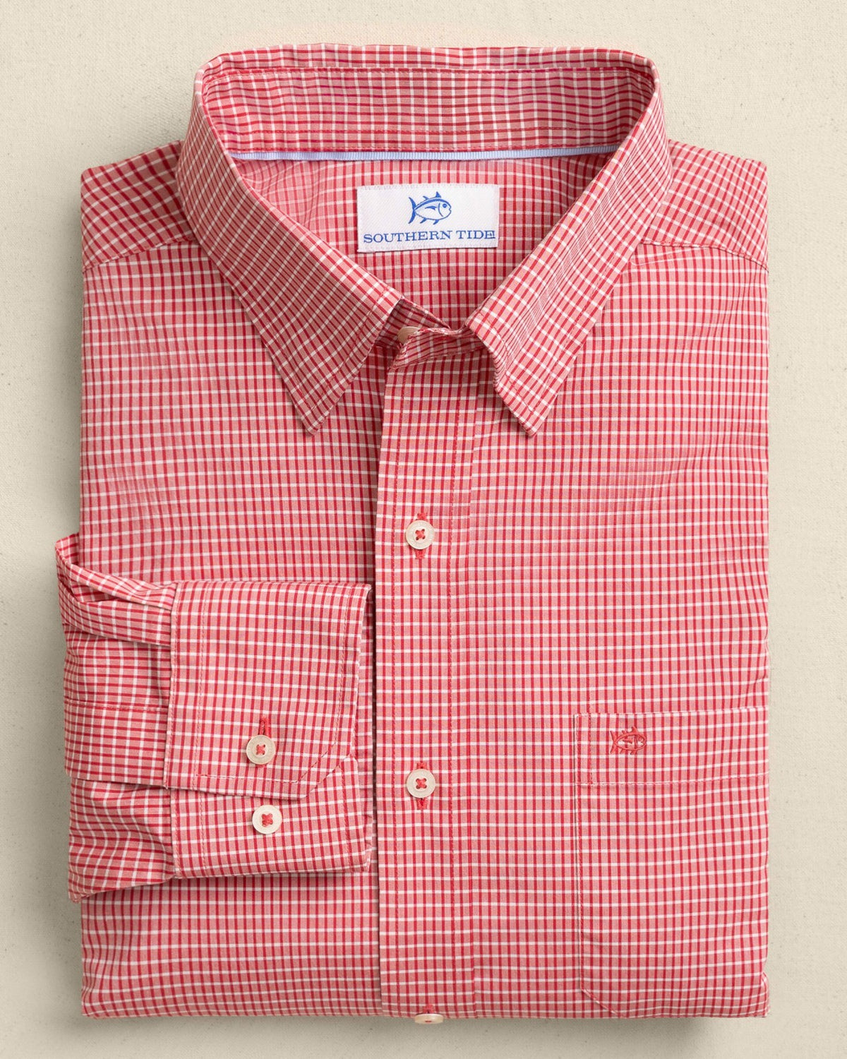 Crofton Plaid Charleston Sport Shirt - Red | Southern Tide Sale