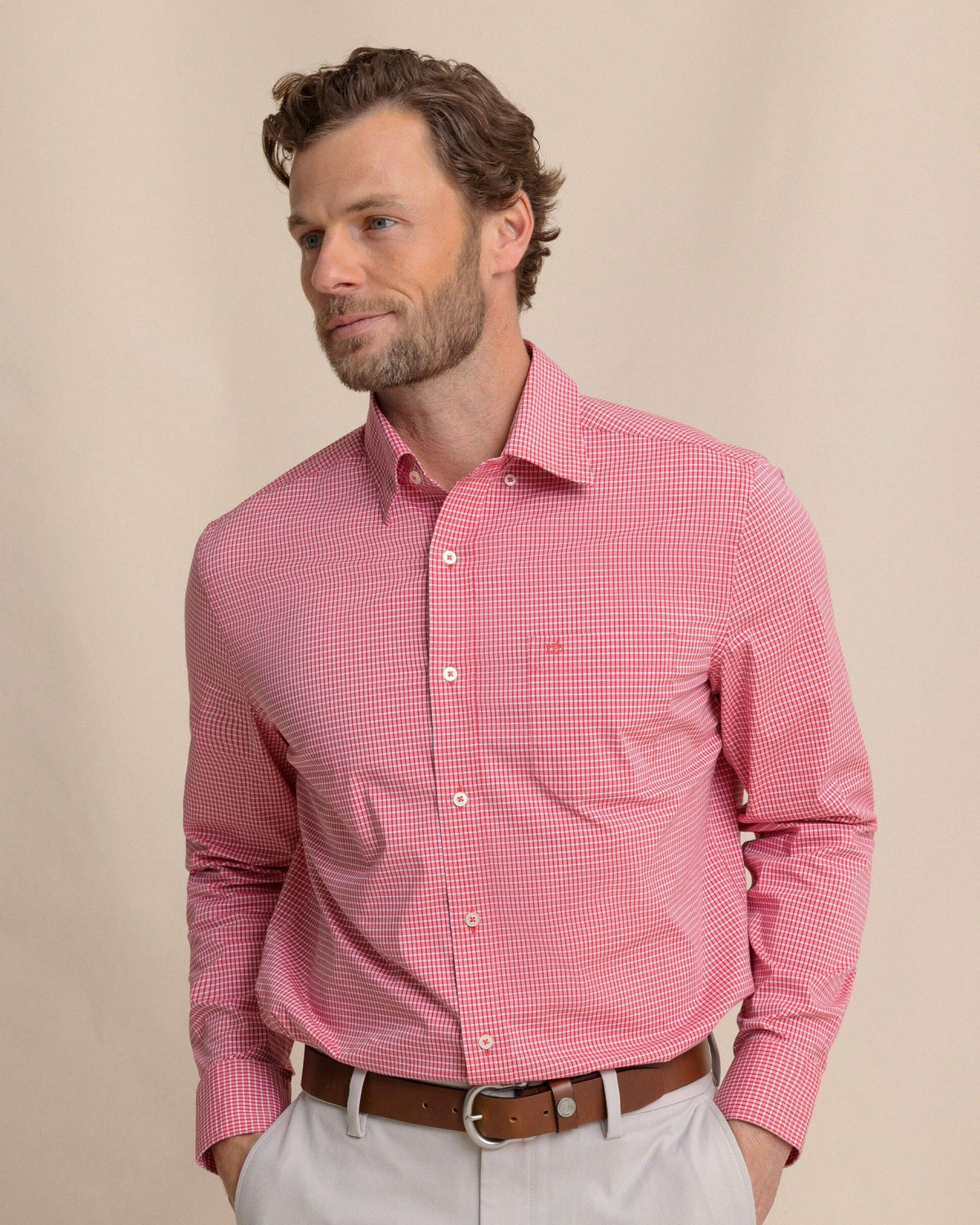 Crofton Plaid Charleston Sport Shirt - Red | Southern Tide Sale