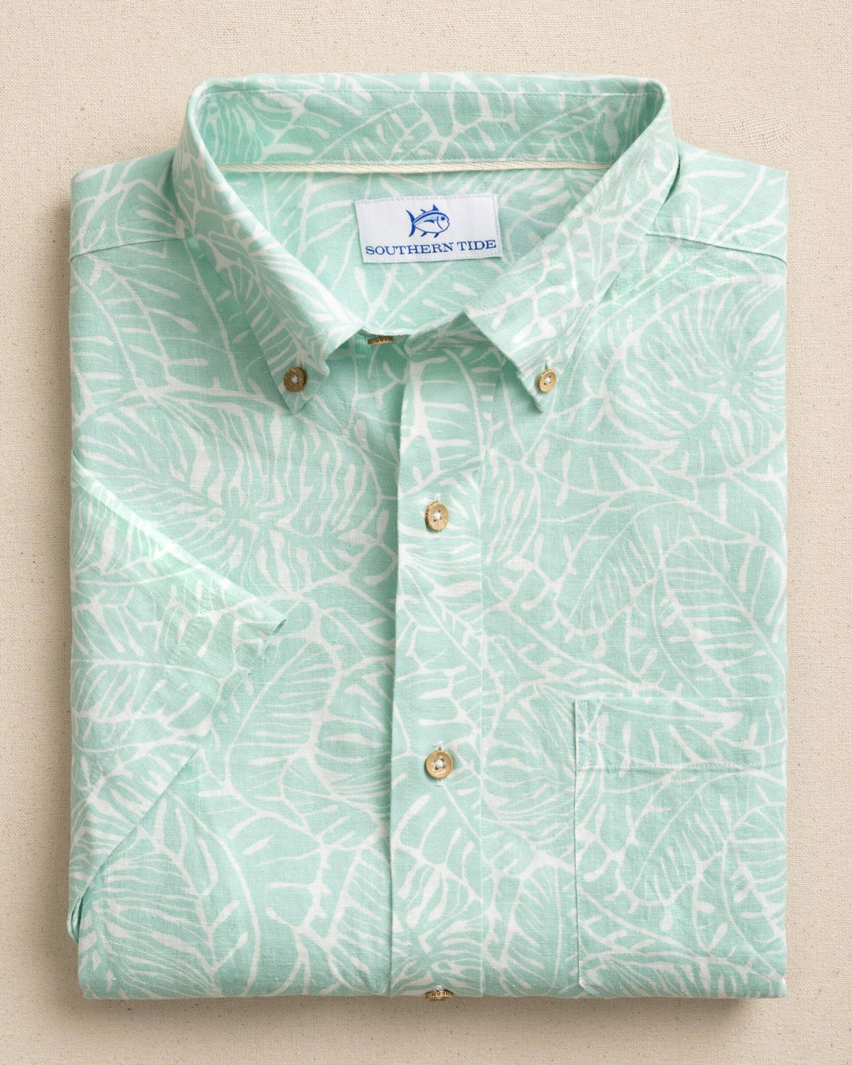 Beach Palms Linen Rayon Short Sleeve Sport Shirt | Southern Tide Sale