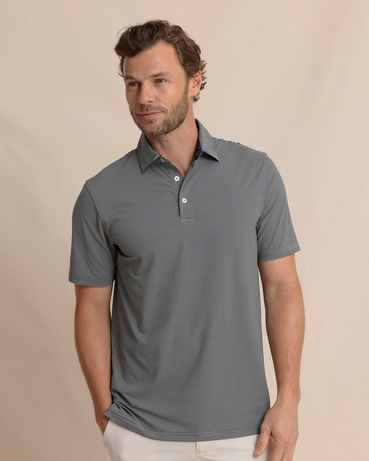 brrr°®-eeze Meadowbrook Stripe Polo - Steel | Southern Tide Best Seller