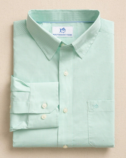 Charleston Parkwood Micro-Gingham Shirt - Green | Southern Tide Special Offer