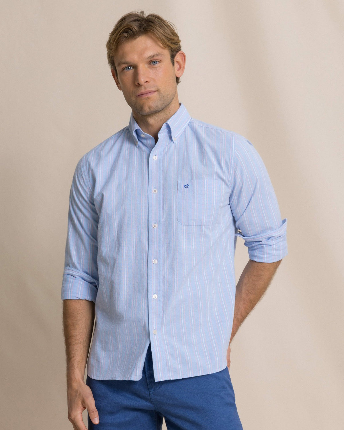 Beachside Charleston Oxford Stripe Sport Shirt | Southern Tide New