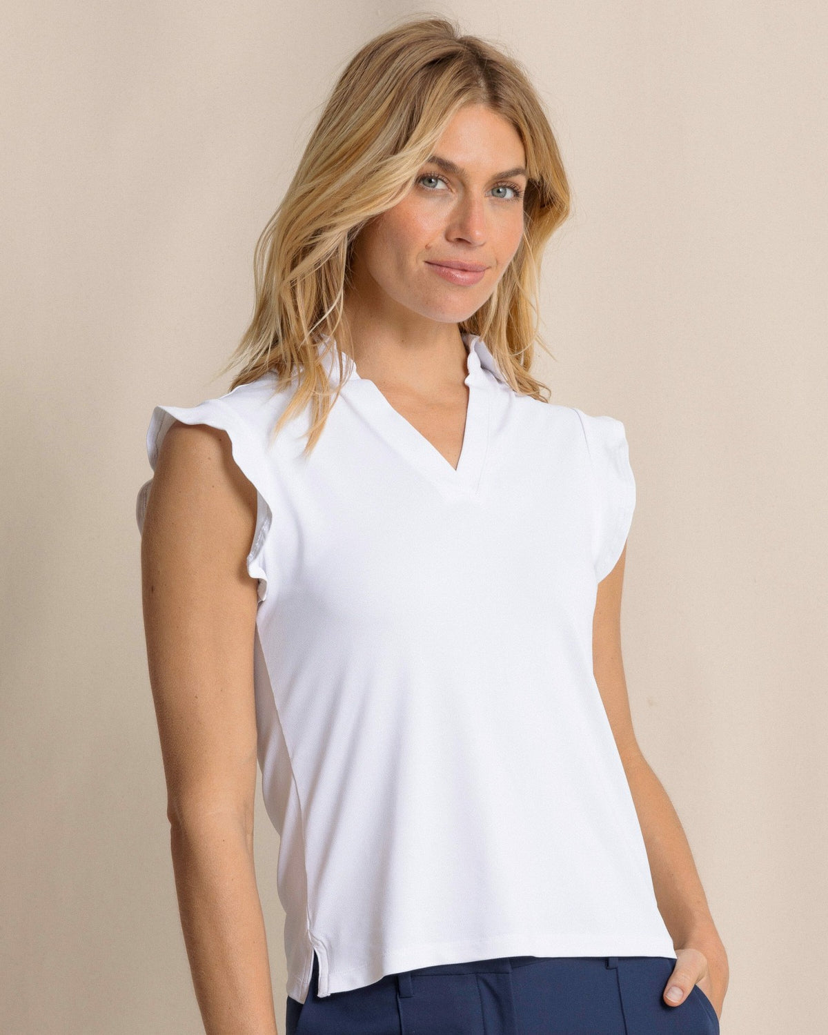 Dayna Active Ruffle Polo Tank | Southern Tide Premium