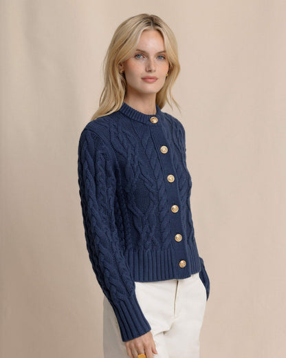 Clarke Cable Knit Cardigan - Dress Blue | Southern Tide Quality