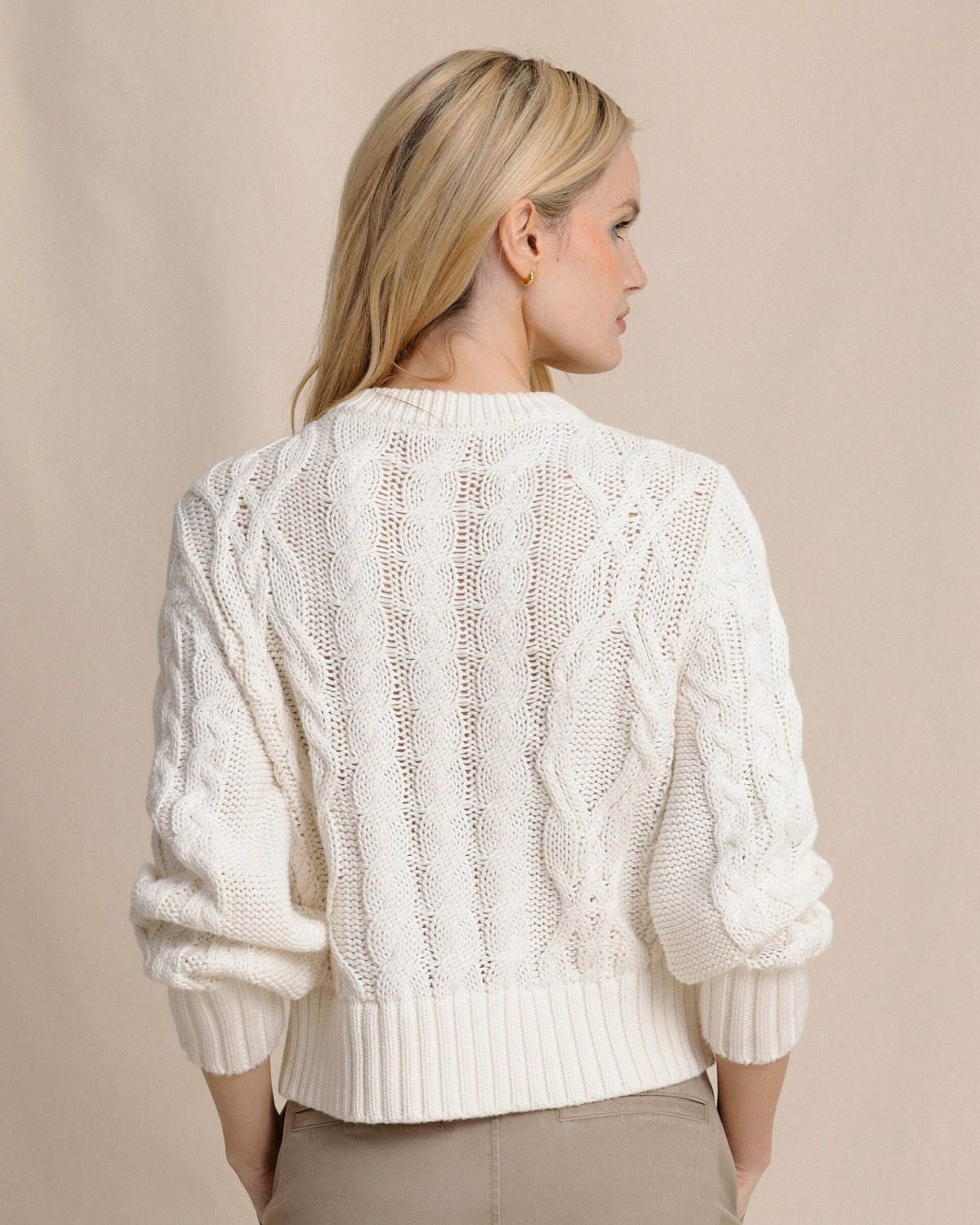 Clarke Cable Knit Cardigan - Sand White | Southern Tide Recommended