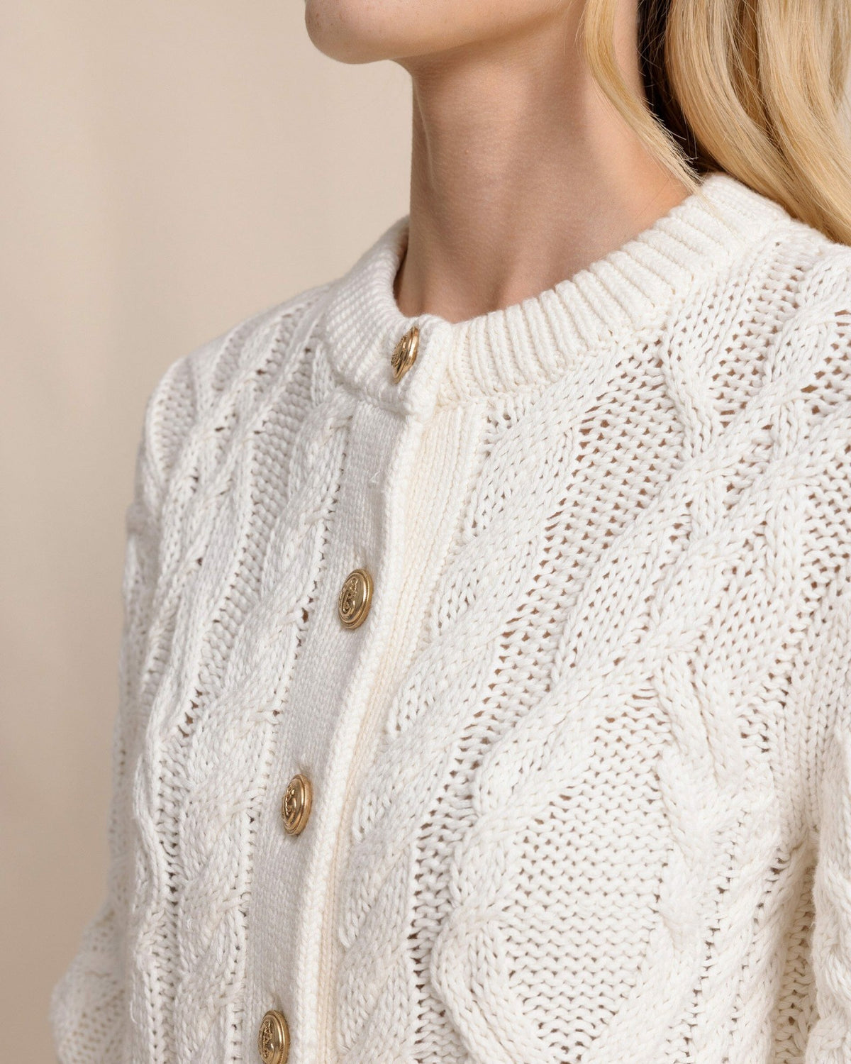 Clarke Cable Knit Cardigan - Sand White | Southern Tide Recommended