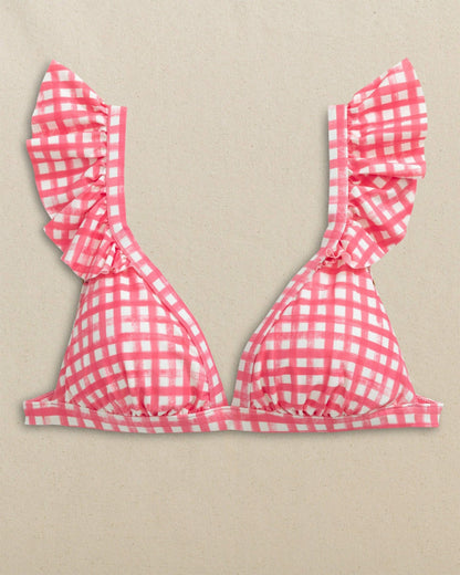 Gingham Banded Ruffle Bikini Top | Southern Tide Trusted
