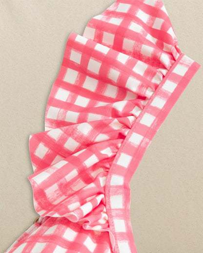 Gingham Banded Ruffle Bikini Top | Southern Tide Trusted