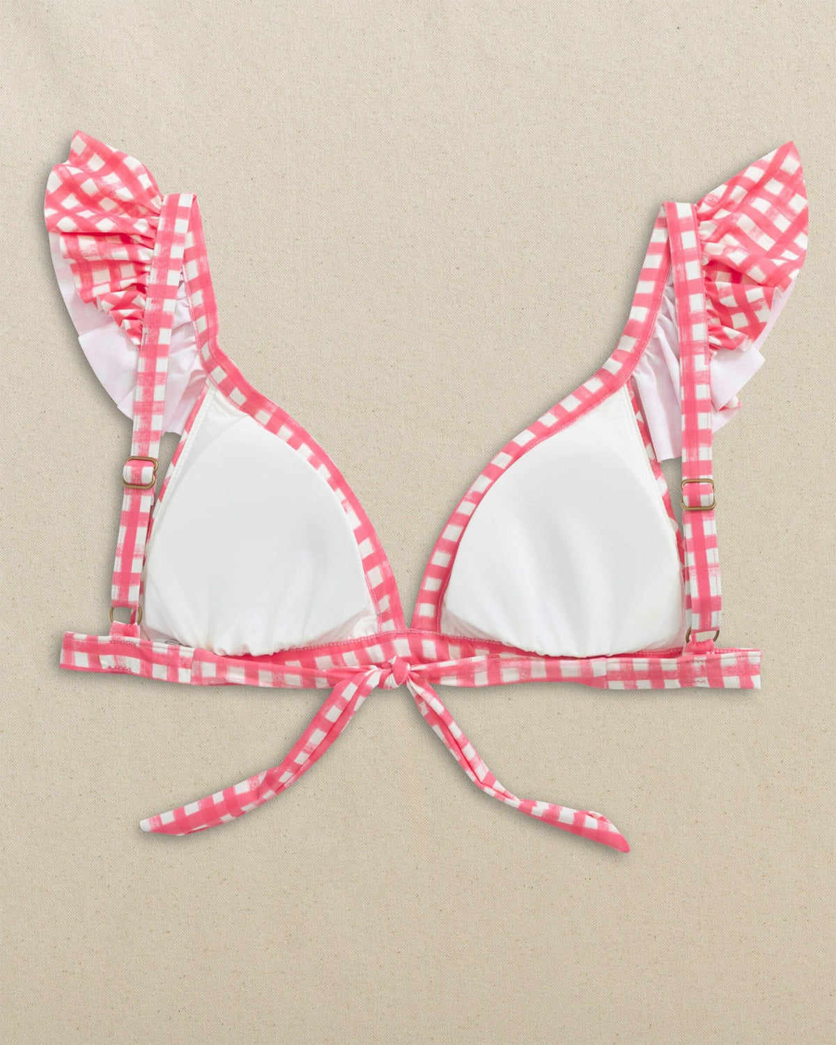 Gingham Banded Ruffle Bikini Top | Southern Tide Trusted