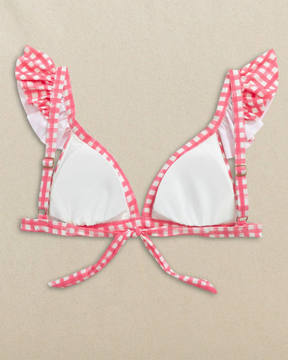 Gingham Banded Ruffle Bikini Top | Southern Tide Trusted