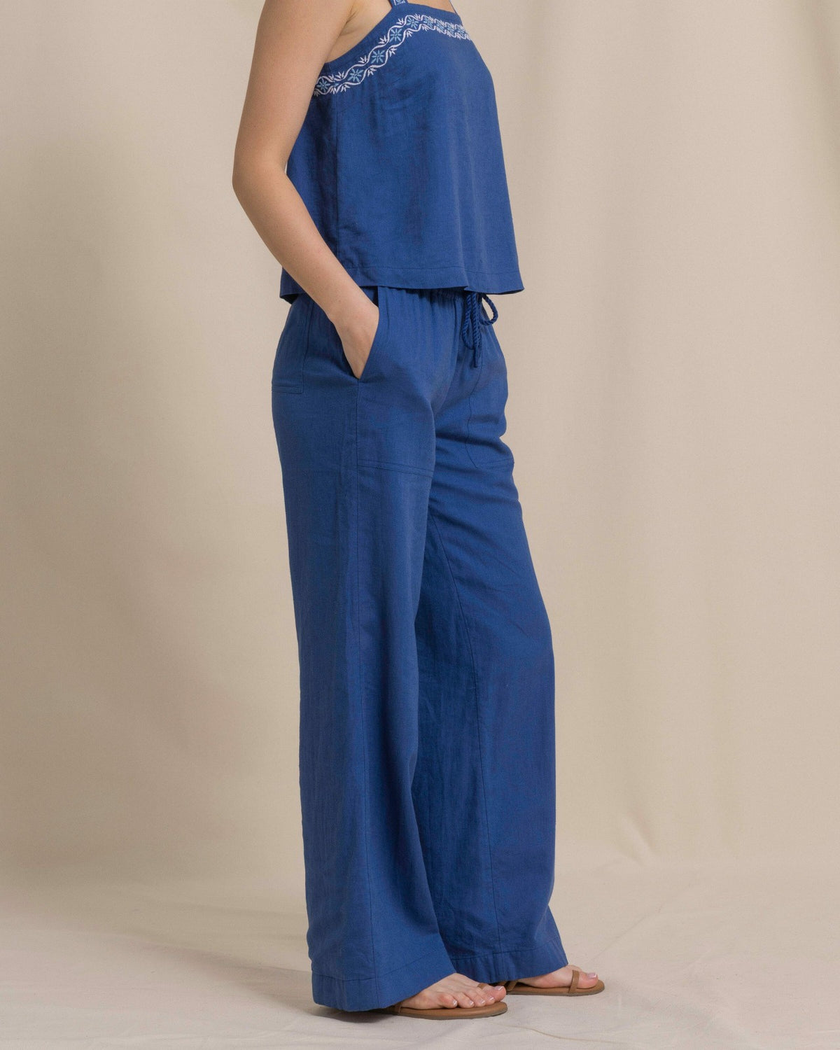 Laken Linen Wide Leg Pant - Nautical Blue | Southern Tide New