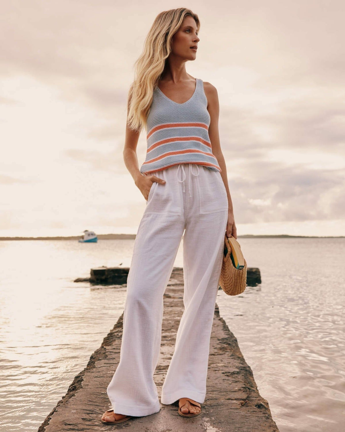 Laken Wide Leg Pant - Classic White | Southern Tide Customer Favorite