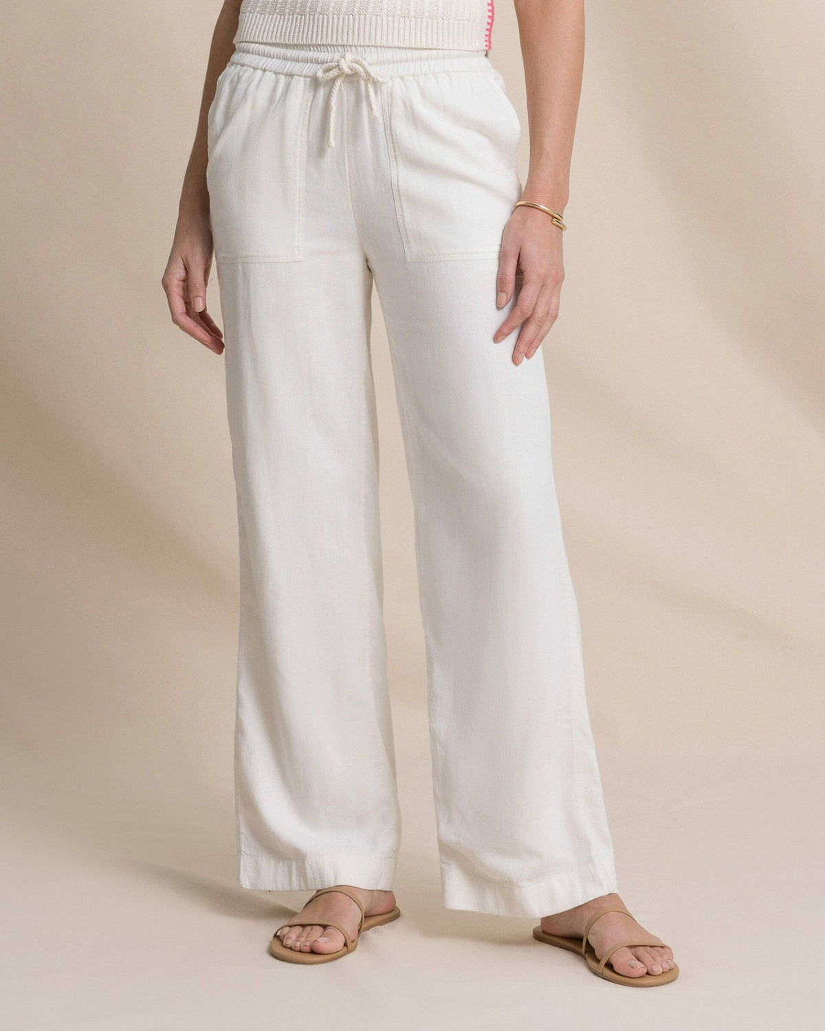 Laken Linen Wide Leg Pant - Sand White | Southern Tide Quality