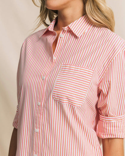Cam Stripe Poplin Dress - Peaches N' Cream | Southern Tide Featured