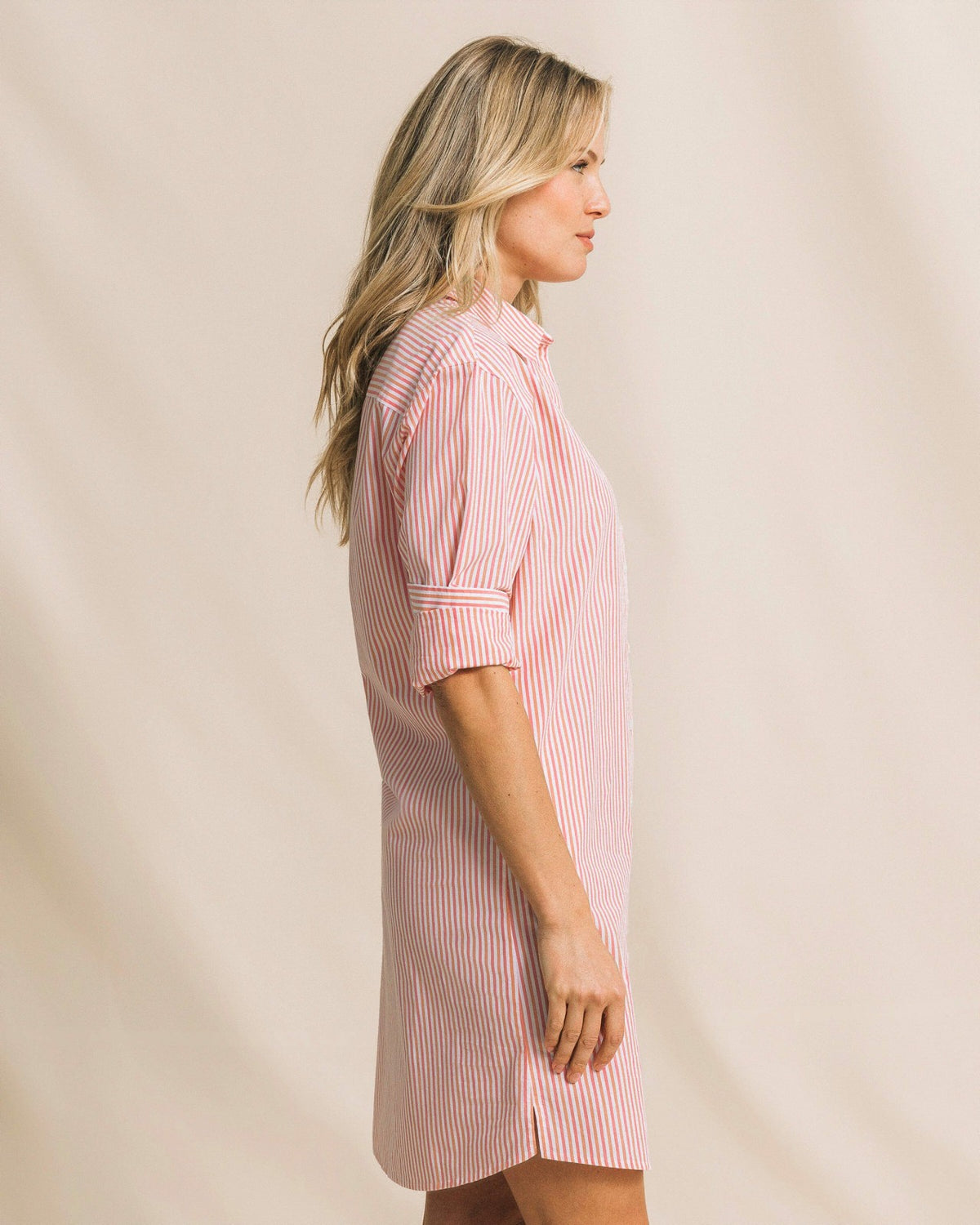 Cam Stripe Poplin Dress - Peaches N' Cream | Southern Tide Featured