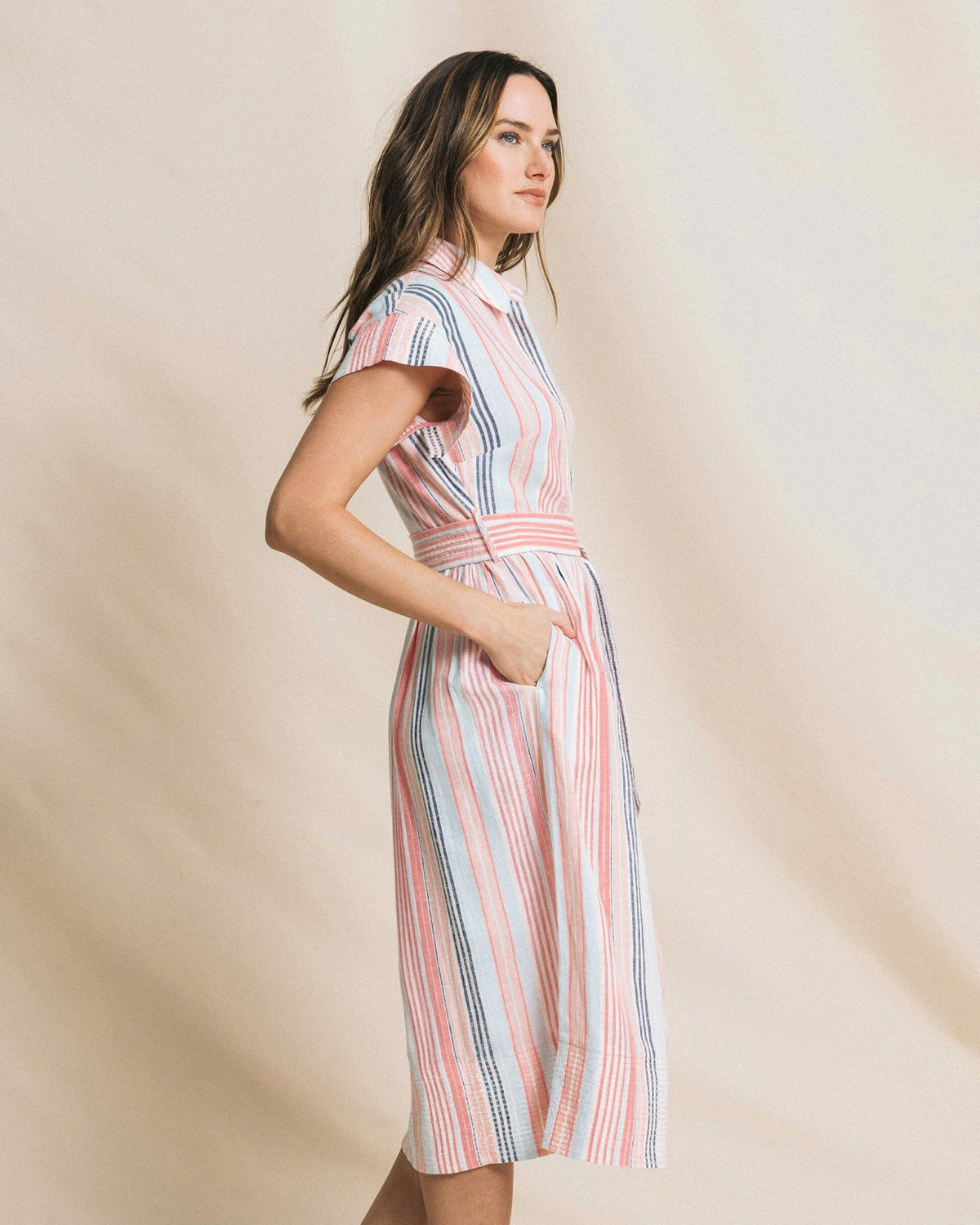 Tinley Striped Belted Midi Shirtdress | Southern Tide Best Price