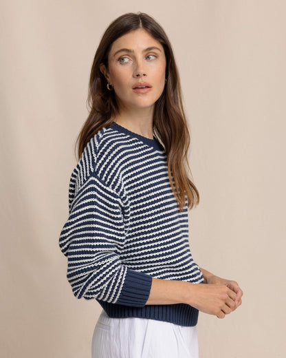 Maggi Stripe Open Stitch Sweater | Southern Tide Latest