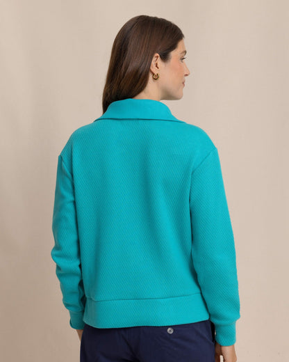Tonya Button Mock Pullover - Teal | Southern Tide Trusted