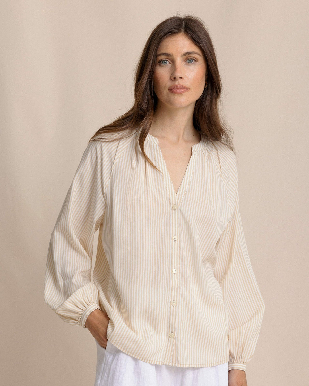 Brinley Band Collar Button Down Shirt | Southern Tide Recommended