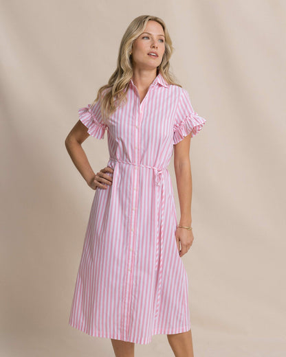 Tyra Striped Ruffle Sleeve Midi Dress | Southern Tide Customer Favorite