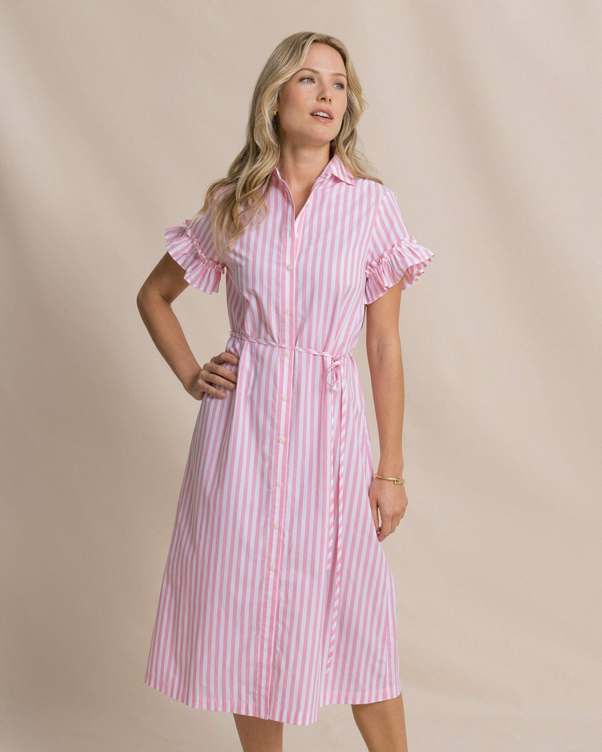 Tyra Striped Ruffle Sleeve Midi Dress | Southern Tide Customer Favorite