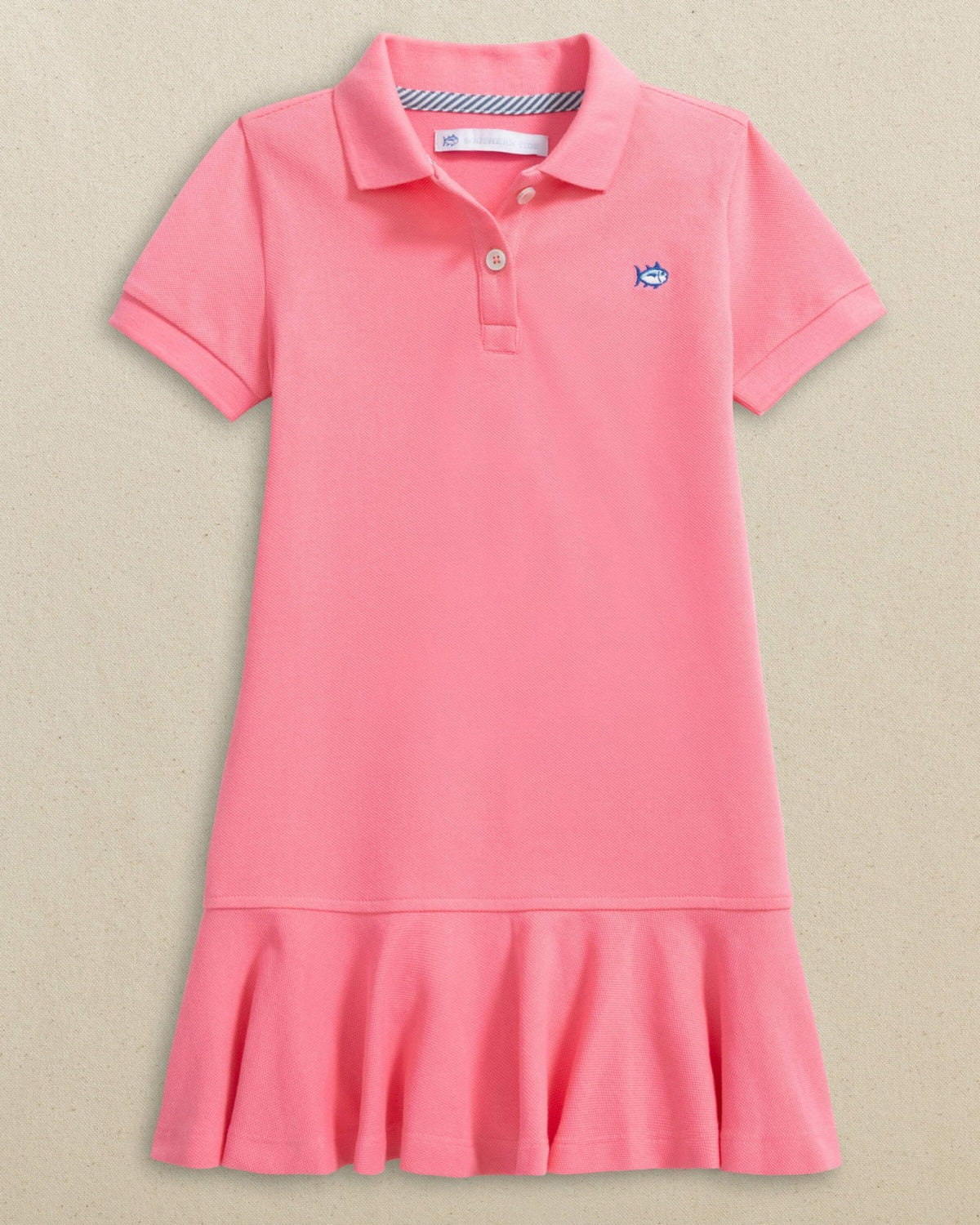 Girls Skipjack Dropwaist Polo Dress - Sea Pink | Southern Tide Trusted