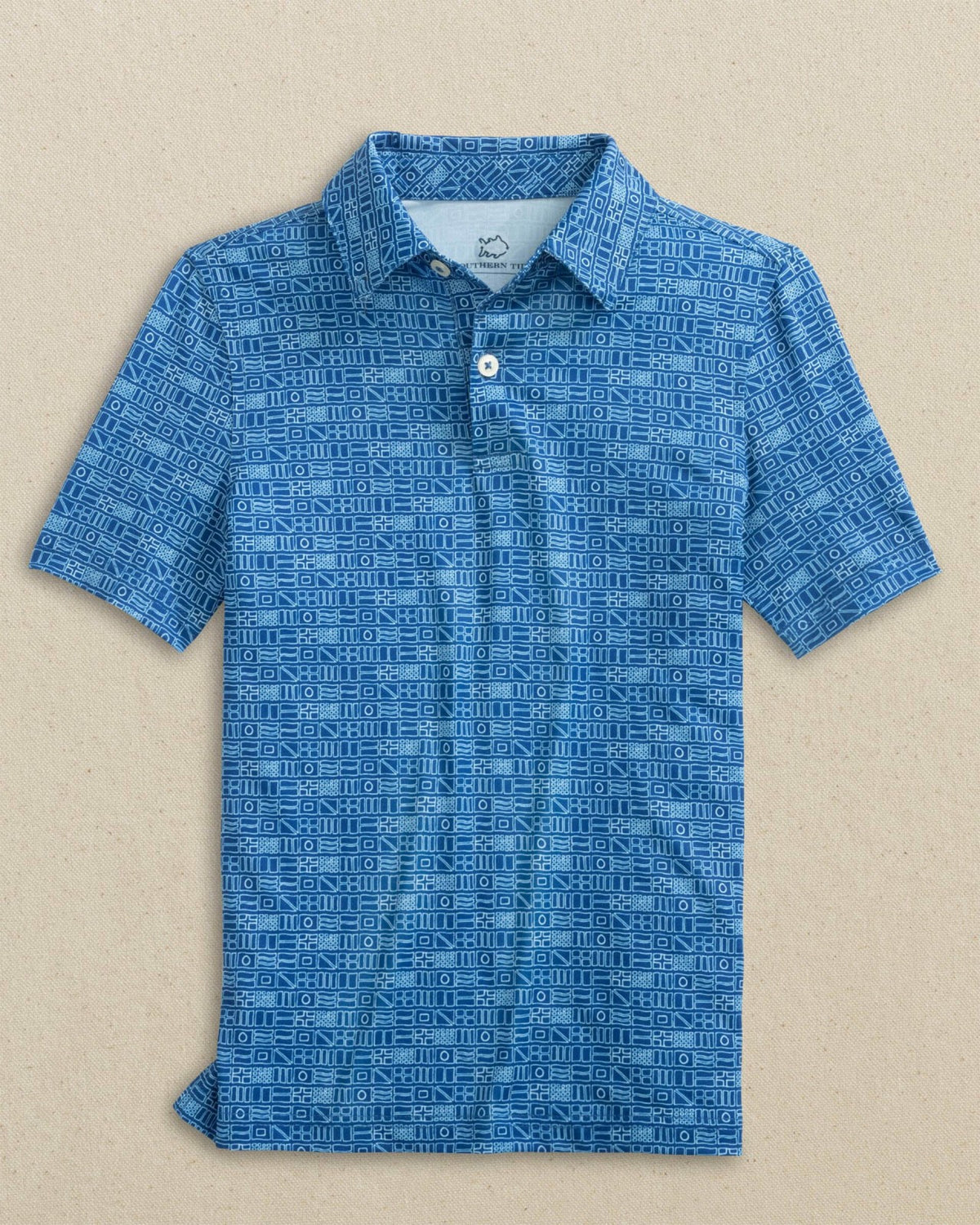 Boys Driver Nautical Flags Printed Performance Polo | Southern Tide Best Seller