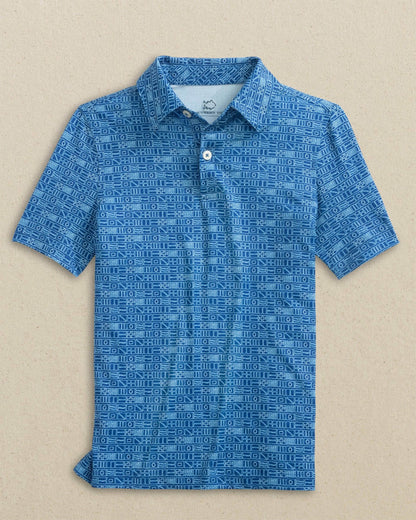 Boys Driver Nautical Flags Printed Performance Polo | Southern Tide Best Seller